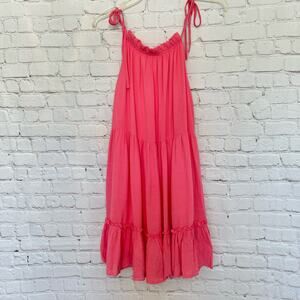Dress Up Wms Med Pink Tiered Mini Dress Flounce Hem Ruffles Swingy Boho Feminine
